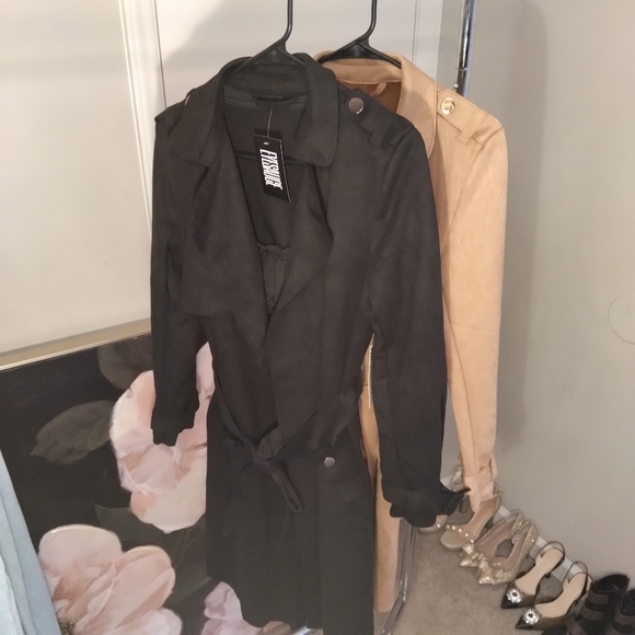 LAST ONE! Faux Suede Trench Coat- Taupe - Picture 11 of 12